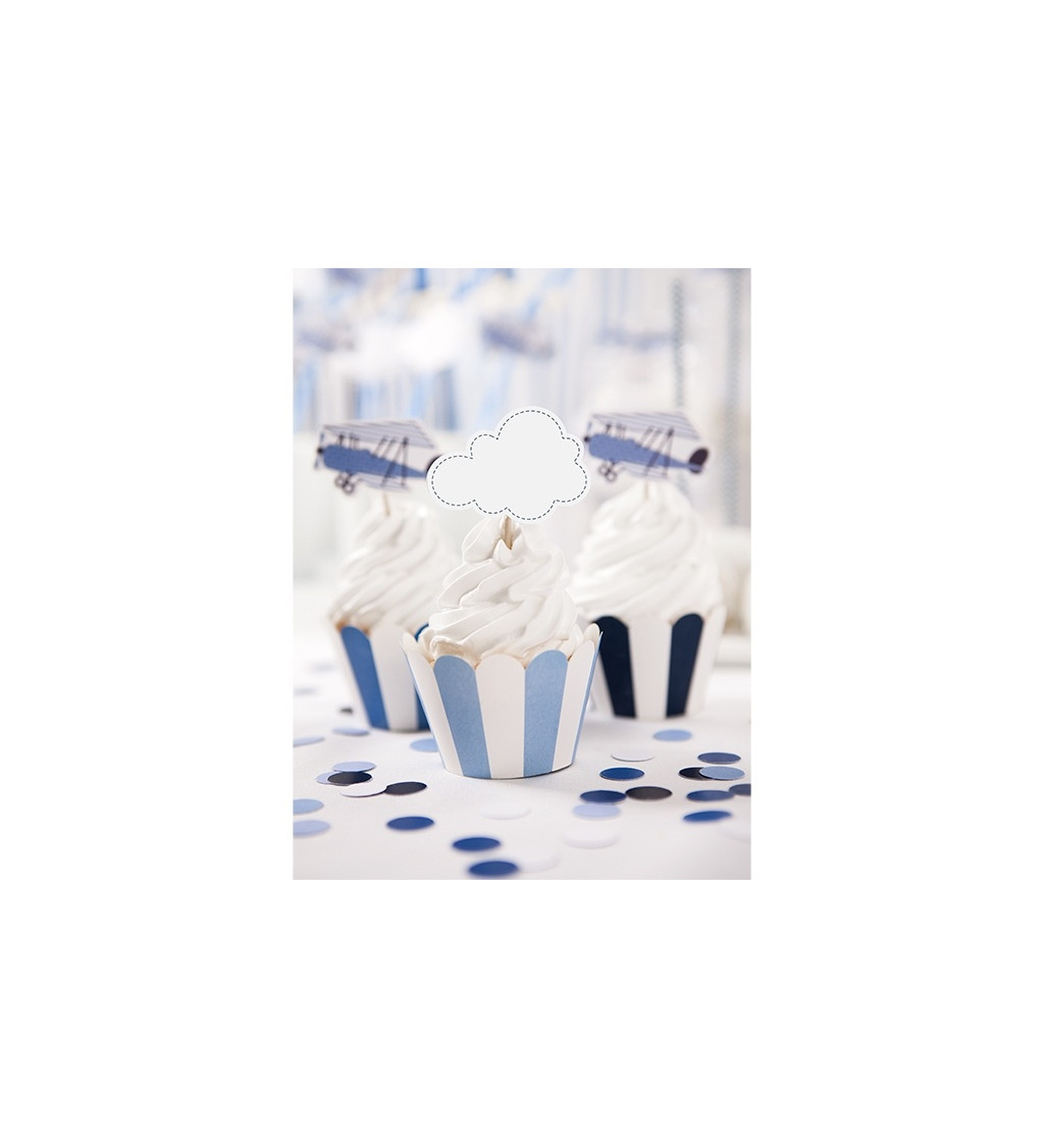 Papírové mističky na cupcakes - modré pruhy