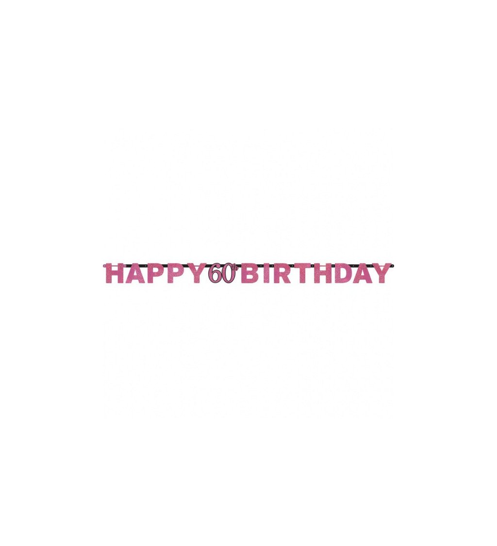 Růžov narozeninový banner - Happy 60 birthday