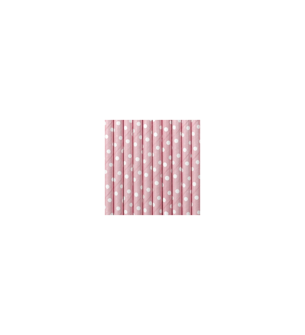 Brčka s puntíky - světle růžová