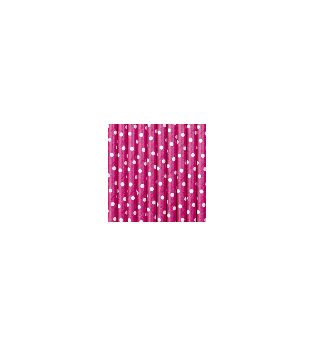 Brčka s puntíky - tmavě růžová