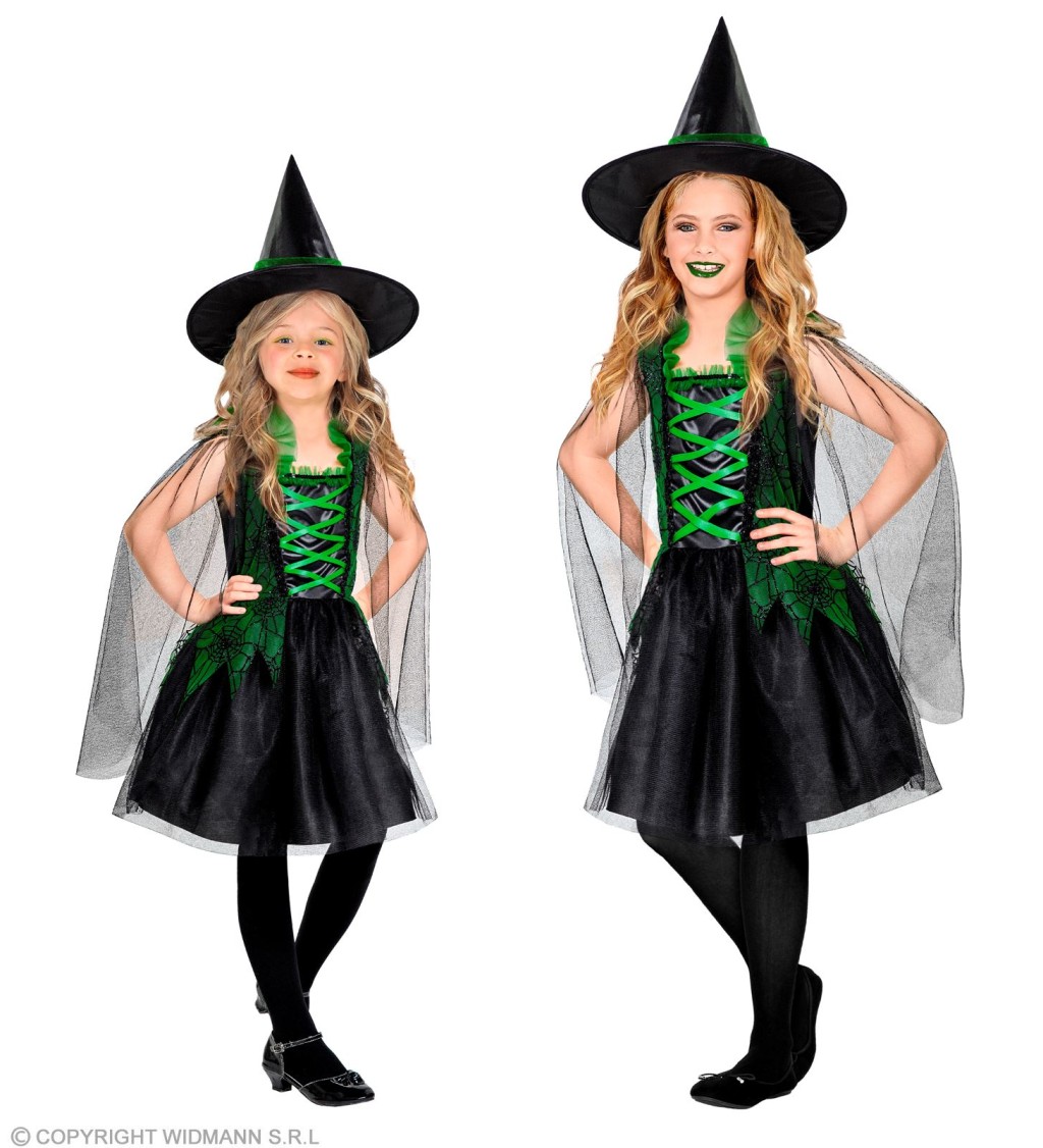 Dívčí kostým - zelená čarodějka