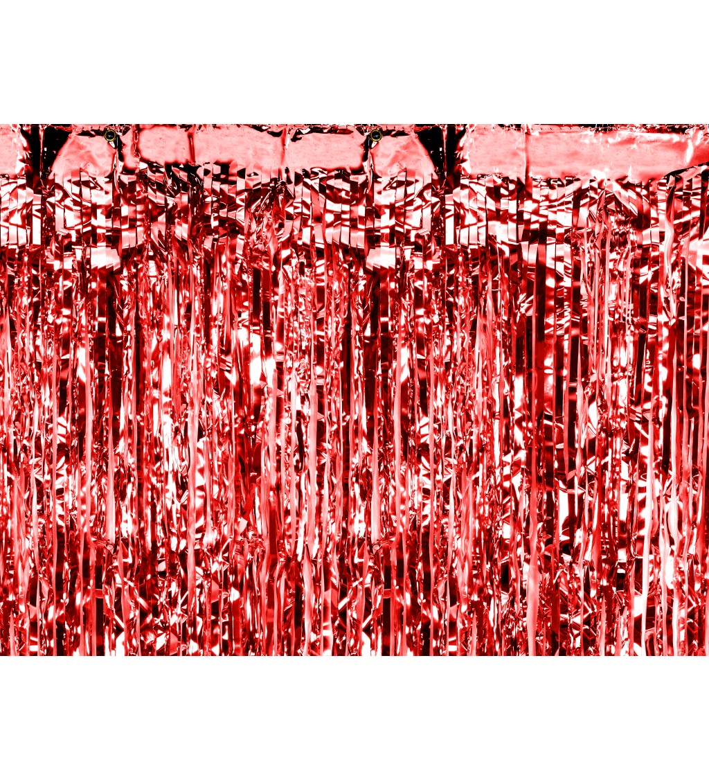 Třpytivá záclona - červená dekorace