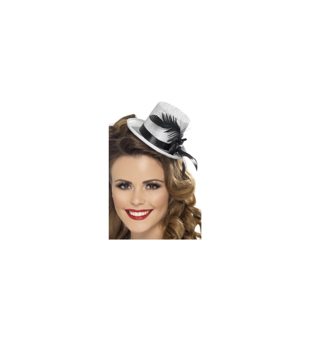 Burlesque mini klobouček - stříbrný