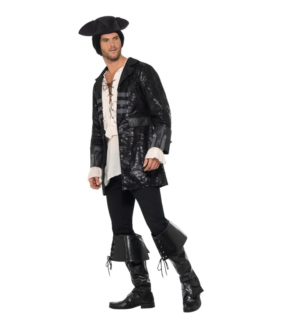 Lesklá černá bunda pro piráty