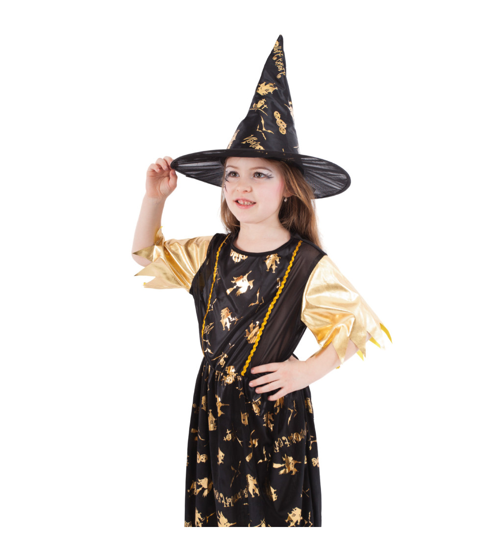 Dětský zlatý kostým - Čarodějka