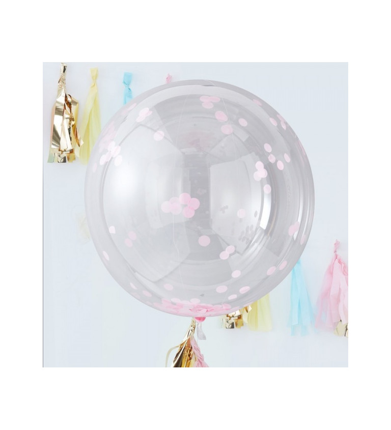Velký balón s růžovými konfetami