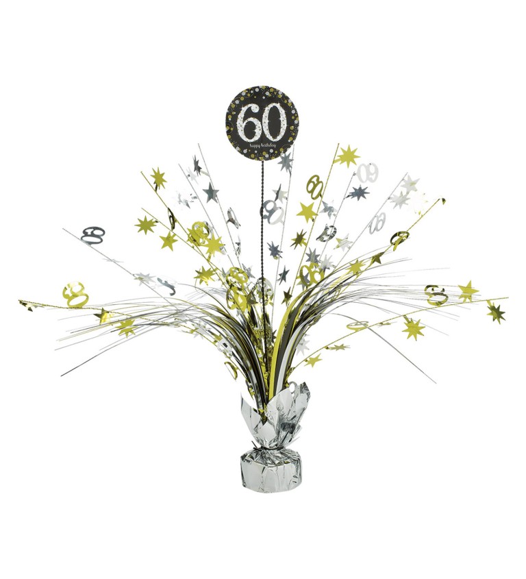 Zlato stříbrná narozeninová dekorace 60