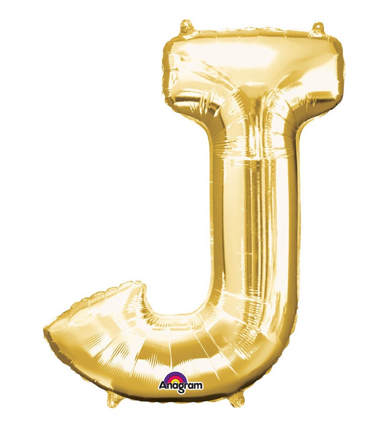 Fóliový balónek J (zlatý)