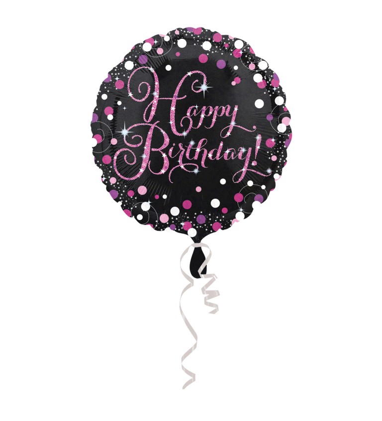 Růžov fóliový balónek - Happy birthday