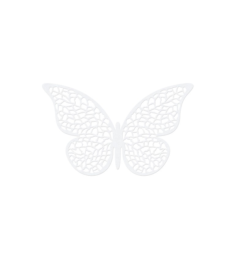 Papírový vzorovaní motýlci II- bílé -10 ks
