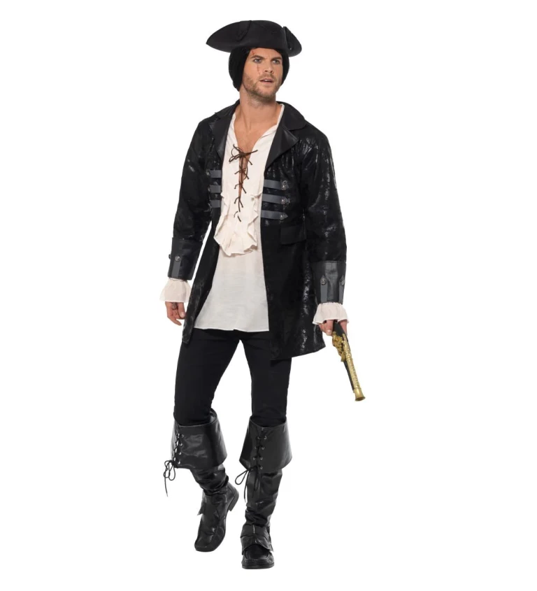 Lesklá černá bunda pro piráty