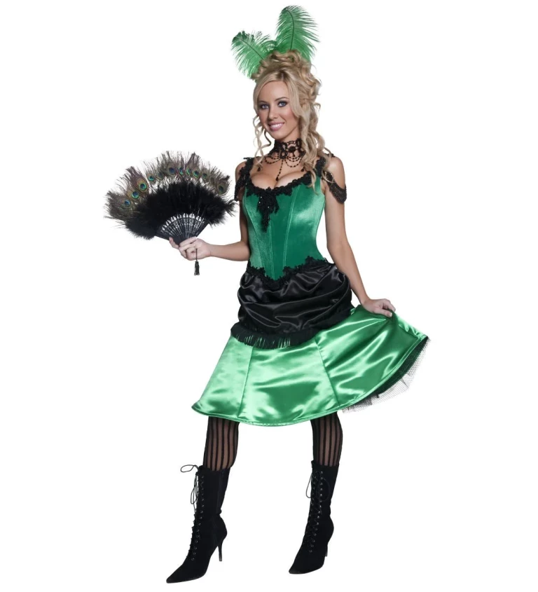 Kostým Kankánová tanečnice - zelená
