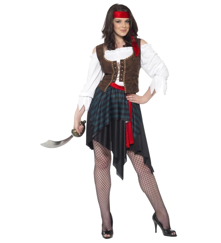 Kostým pirátka s červeným šátkem