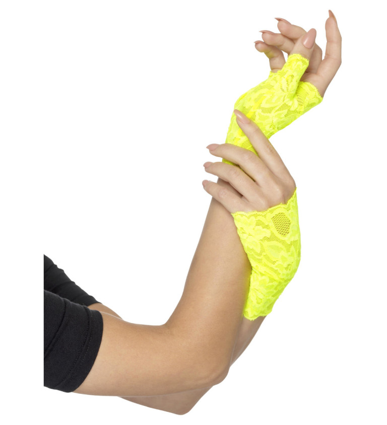 Neonově žluté bezprsté rukavice