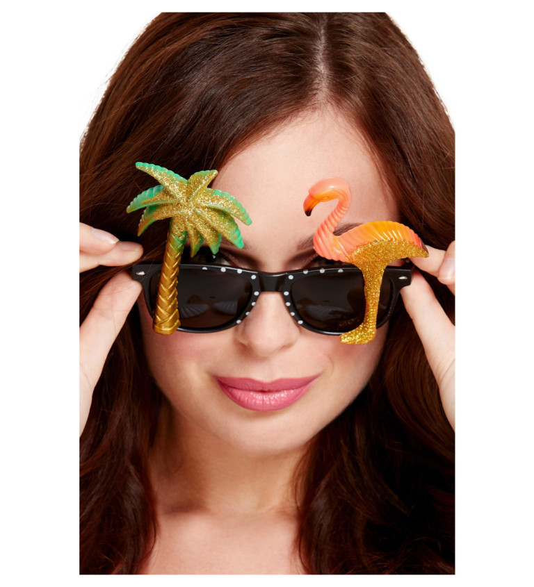Veselé letní brýle Plameňák a palma