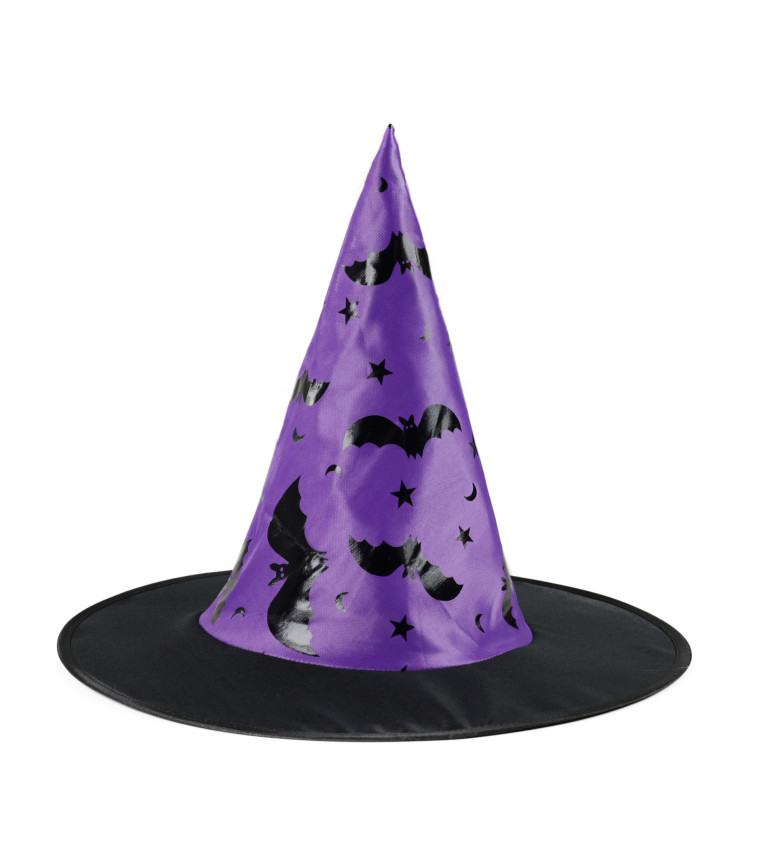 Dětský klobouk na čarodějnice - fialový