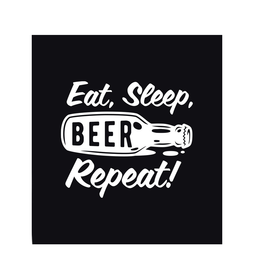 Pánské triko černé - Eat sleep beer repeat, láhev