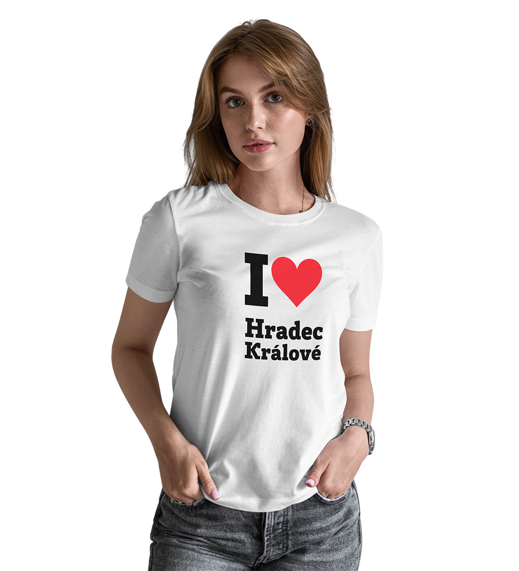 Dámské bílé triko - I love Hradec Králové