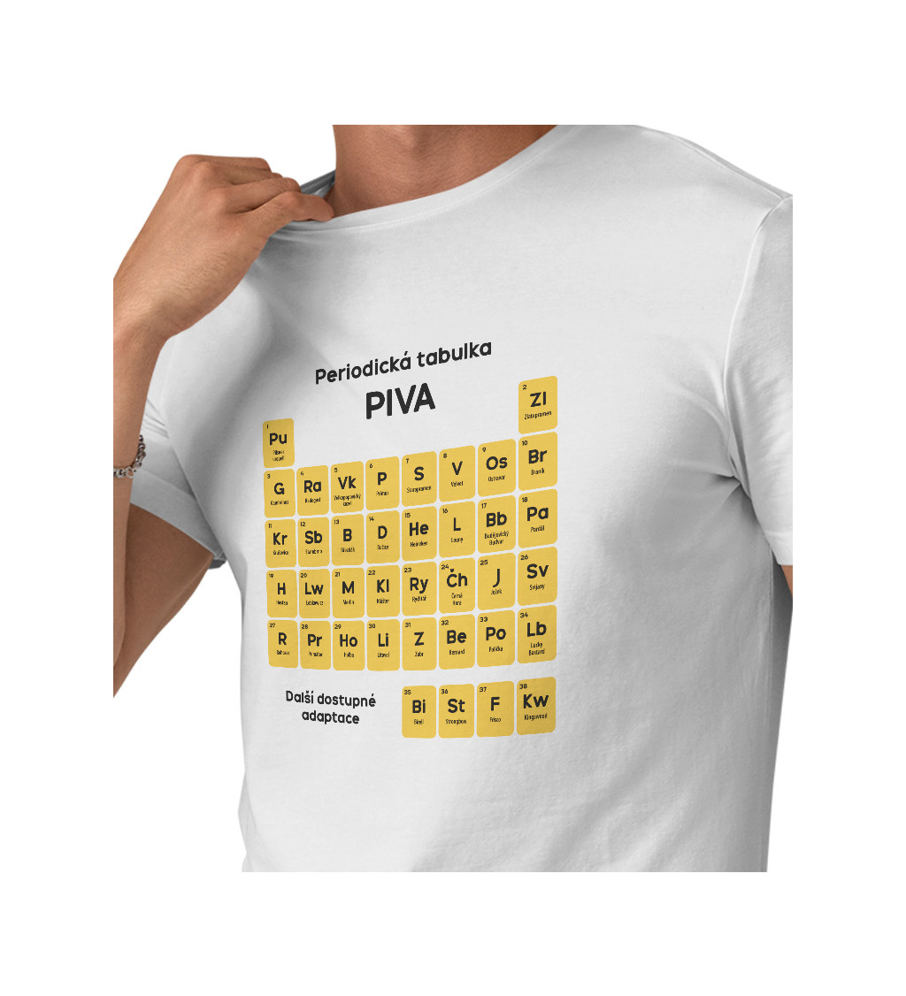 Pánské triko bílé - Periodická tabulka piva