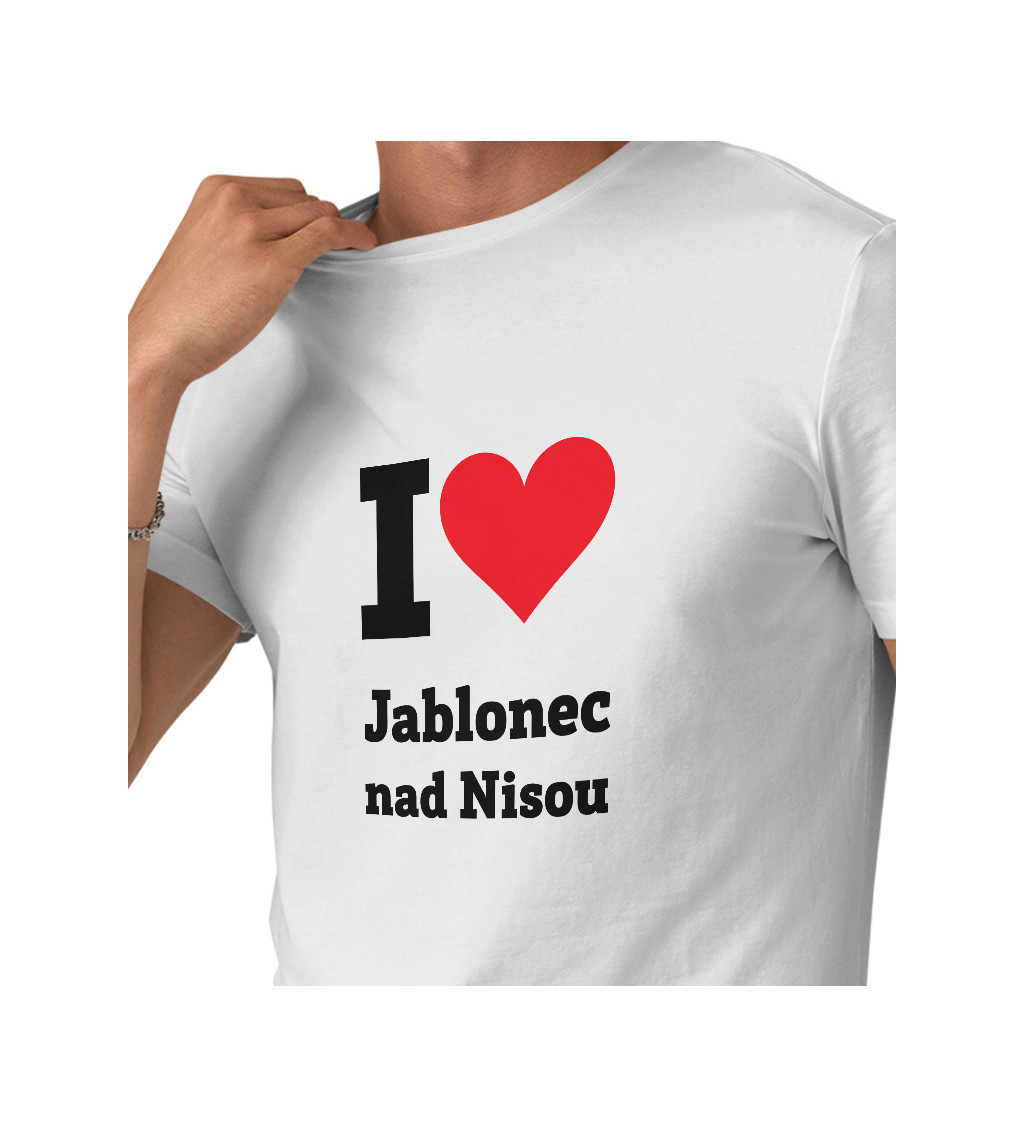 Pánské triko bílé - I love Jablonec nad Nisou