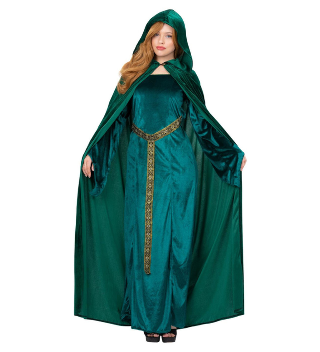 Čarodějnický tmavě zelený plášť