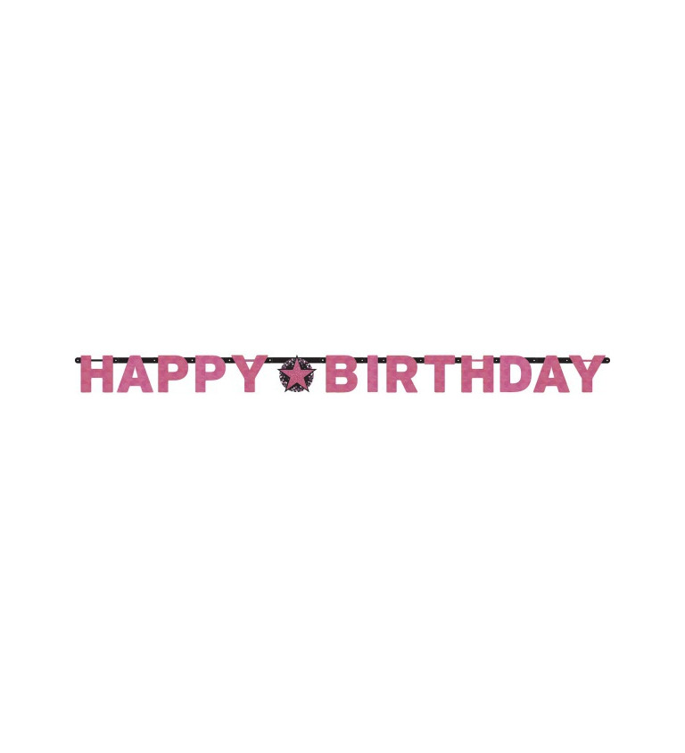 Růžov narozeninový banner - Happy birthday